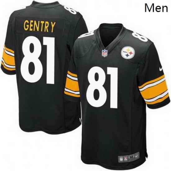 Men Nike 81 Zach Gentry Pittsburgh Steelers Game Black Team Color Jersey